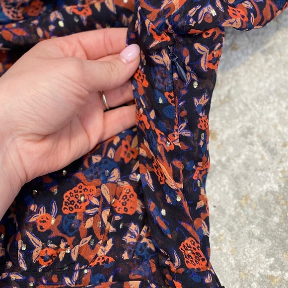 NWT Ulla Johnson Cecily Cosmos-Print Silk Lurex Mini Dress 12 Ruffle Cocktail Pa - Picture 11 of 15